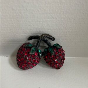 WEISS 1950s Double Strawberry with red and green rhinestones